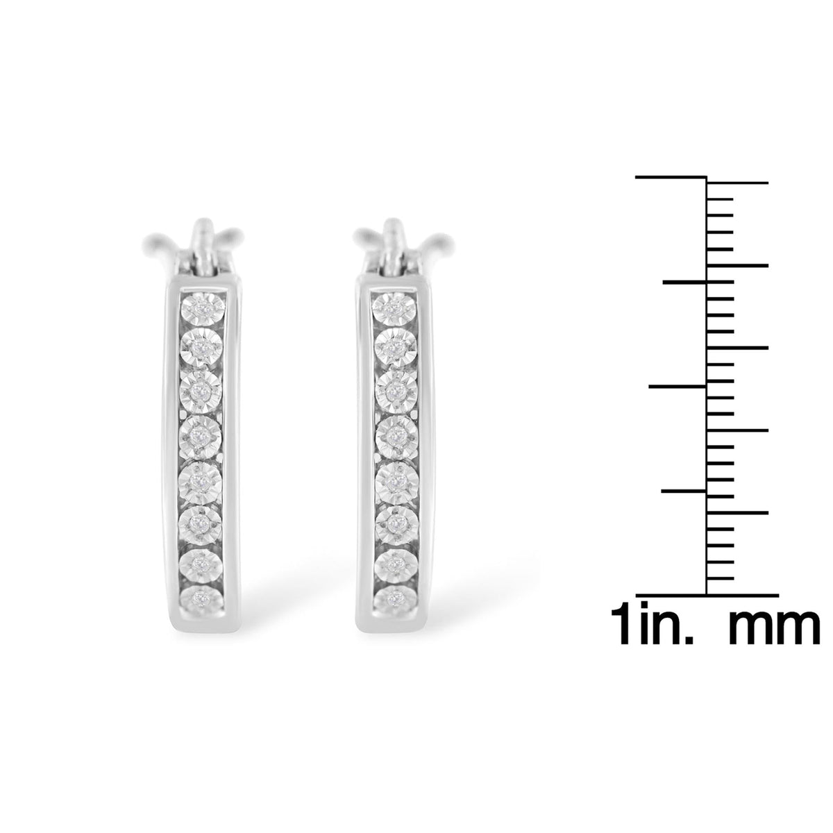 .925 Sterling-Silver Diamond Accent Channel Set Style Hoop Earring (I-J Color, I3 Clarity) - JackiEaslick
