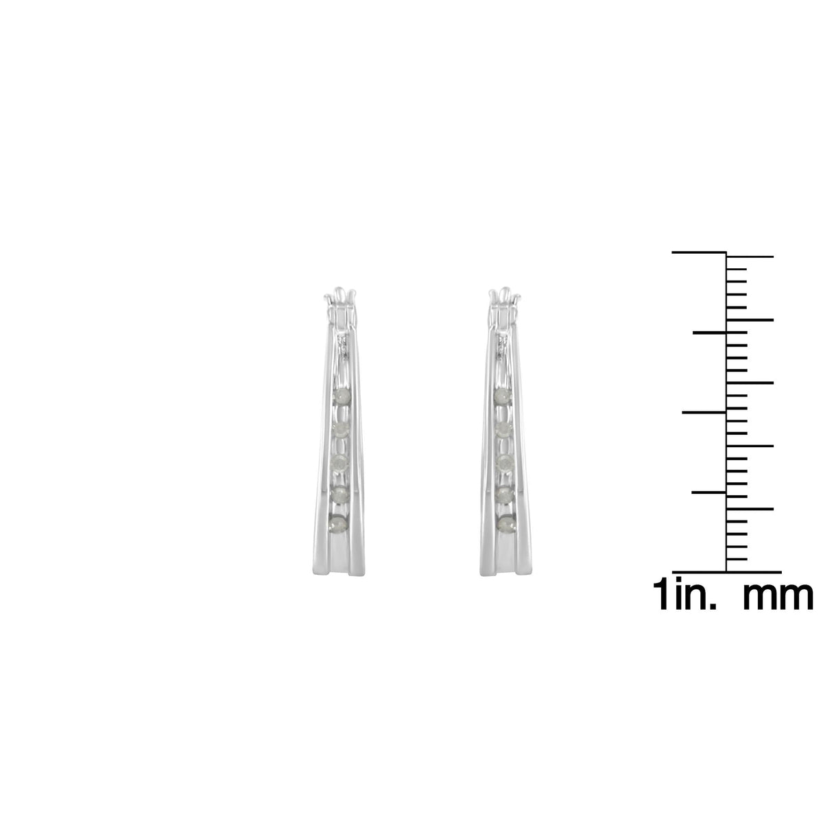 .925 Sterling Silver 1/10 Cttw Diamond Hoop Earrings (I-J Color, I3 Clarity) - JackiEaslick