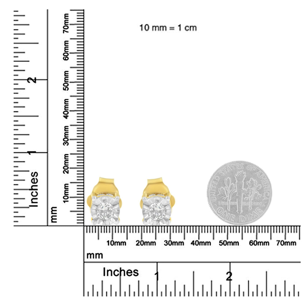 Yellow Plated Sterling Silver Diamond Stud Earring (1/4 cttw, I-J Color, I2-I3 Clarity) - JackiEaslick