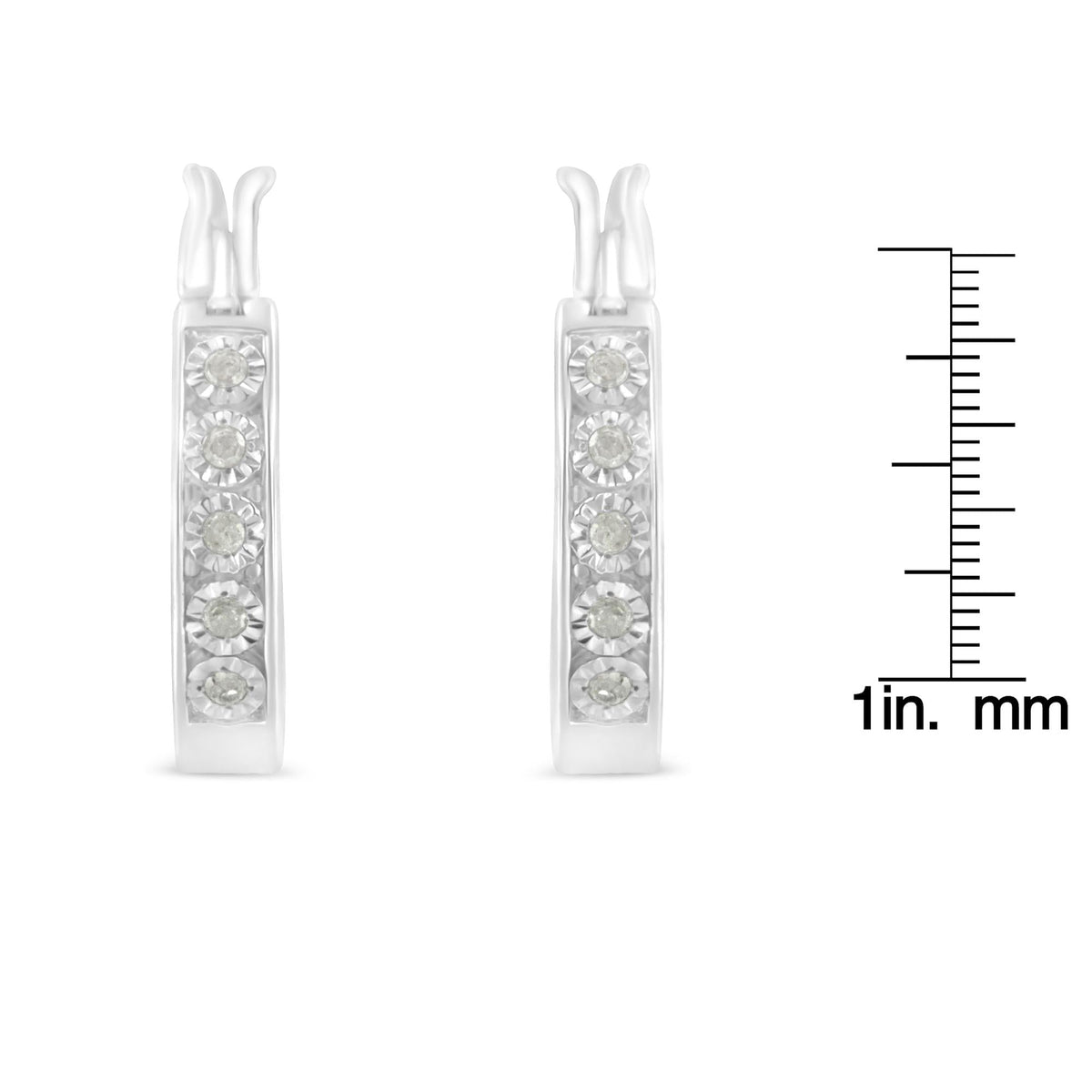.925 Sterling Silver 1/10 Cttw Miracle Set Diamond Full Circle Hoop Earrings (I-J Color, I3 Clarity) - JackiEaslick