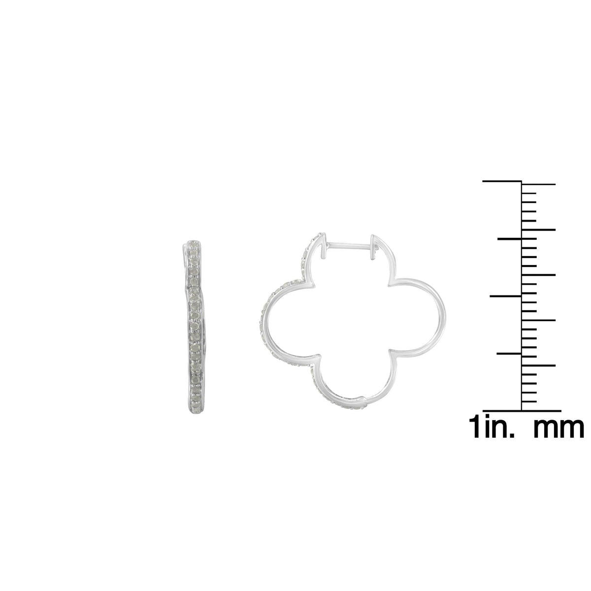 .925 Sterling Silver 1.0 cttw Diamond 4 Leaf Clover Shape Hoop Earrings(I-J Color, I3 Clarity) - JackiEaslick