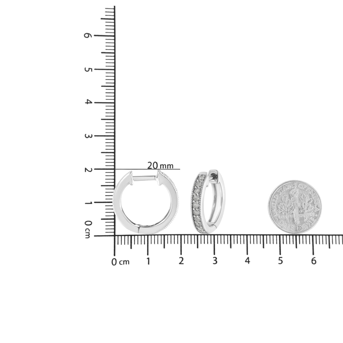 10K White Gold 1/4 cttw Shared Prong Set Round-Cut Diamond Beaded Hoop Earrings (I-J Color, I3 Clarity) - JackiEaslick