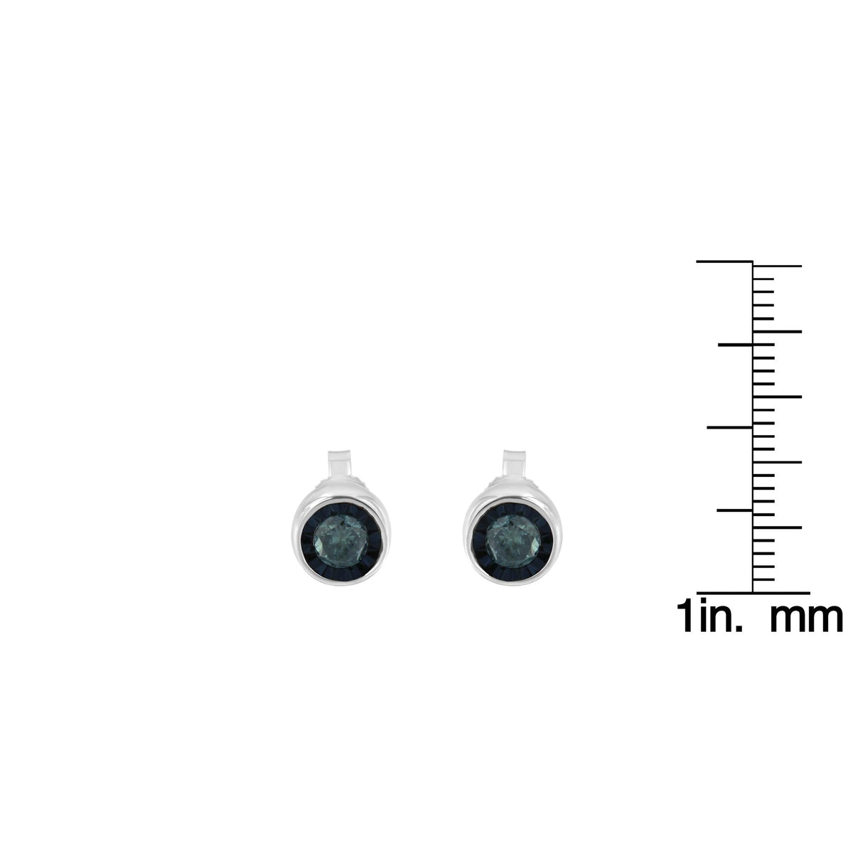 .925 Sterling Silver 0.40 Cttw Round Brilliant-Cut Blue Diamond Miracle-Set Stud Earrings (Fancy Color-Enhanced, I2-I3 Clarity) - JackiEaslick