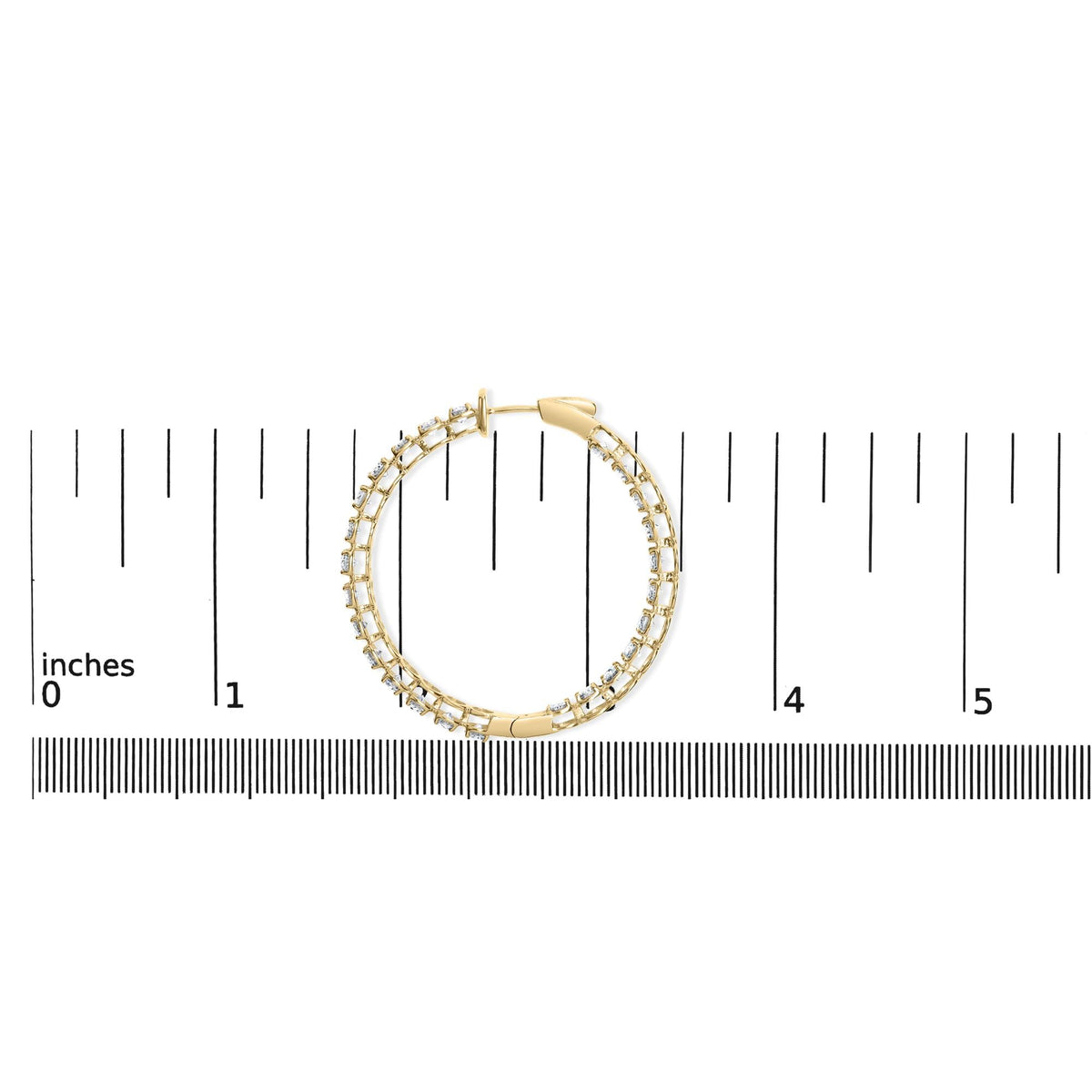 14K Yellow Gold 7.0 Cttw Round Brilliant Cut Diamond 1-¾ Inside Out Hinged Leverback Hoop Earrings (I-J Color, I1-I2 Clarity)