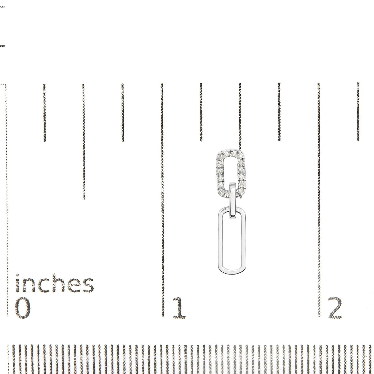.925 Sterling Silver 1/10 Cttw Diamond Studded Paperclip Drop and Dangle Earrings (I-J Color, I2-I3 Clarity)