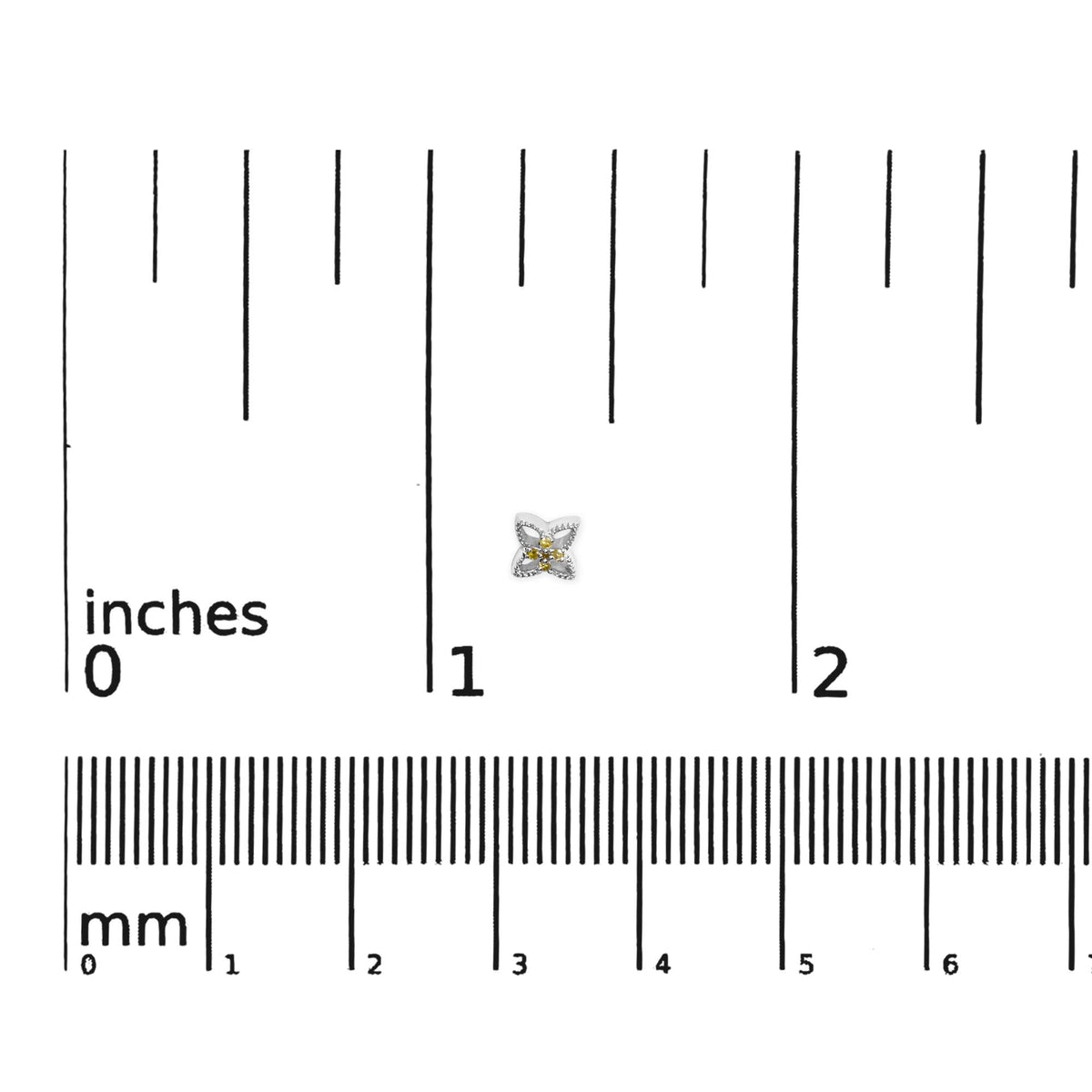 925 Sterling Silver Yellow Diamond Accent 4 Petal Flower Stud Earring (Yellow Color, SI1-SI2 Clarity)
