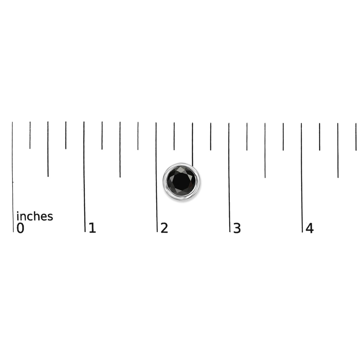 .925 Sterling Silver Round Brilliant-Cut Black Diamond Bezel-Set Stud Earrings with Screw Backs (Fancy Color-Enhanced, I2-I3 Clarity)