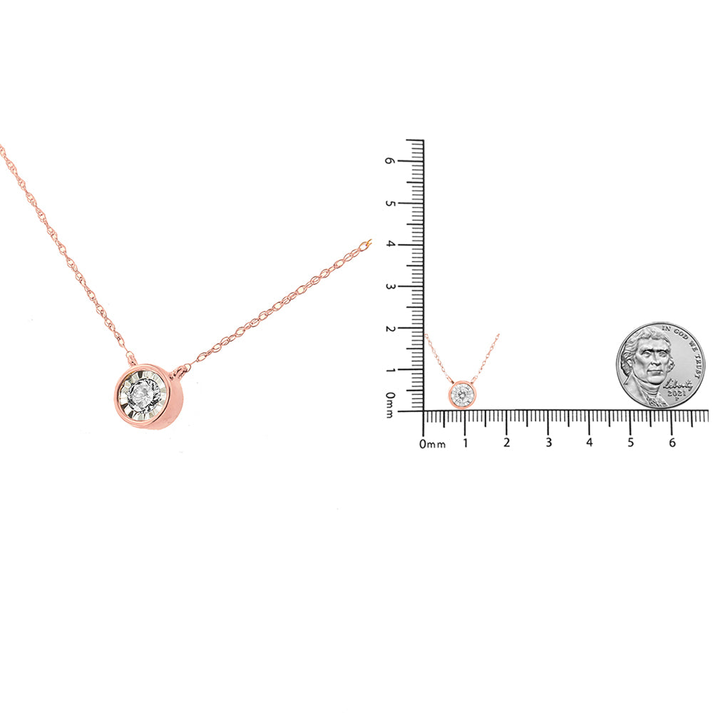10K Gold Round Brilliant-Cut Diamond Modern Bezel-Set Solitaire Pendant Necklace (J-K Color, I2-I3 Clarity) - 16" with 2" Extender - JackiEaslick