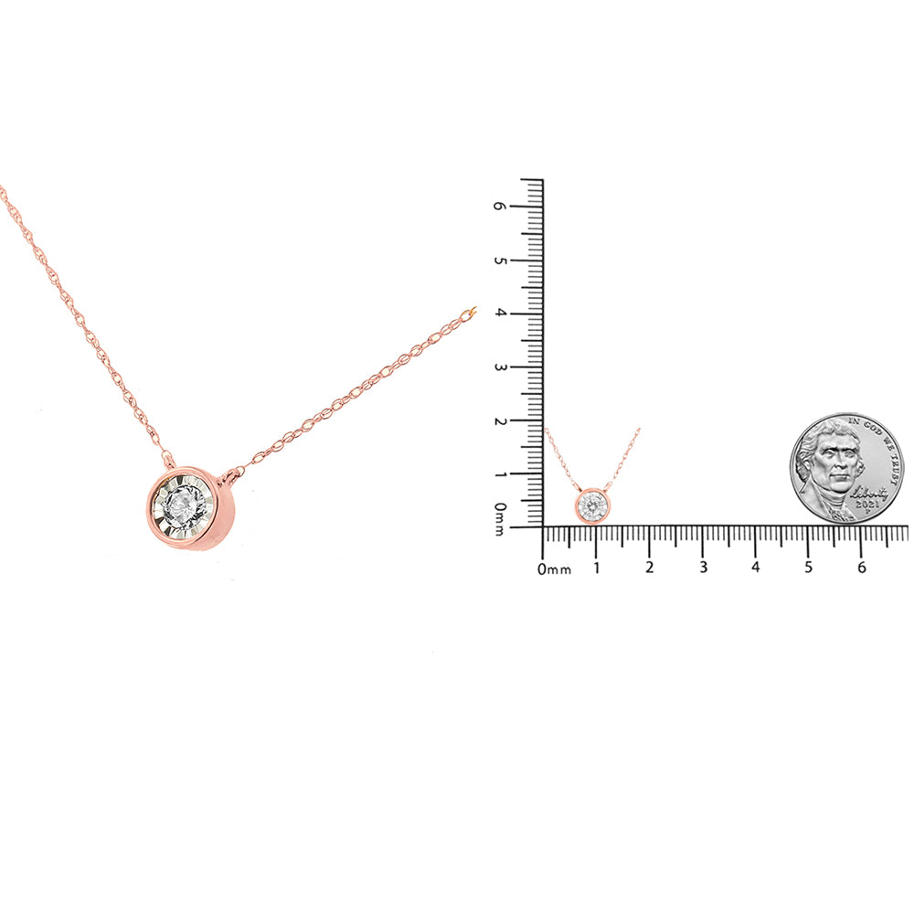 10K Gold Round Brilliant-Cut Diamond Modern Bezel-Set Solitaire Pendant Necklace (J-K Color, I2-I3 Clarity) - 16" with 2" Extender - JackiEaslick
