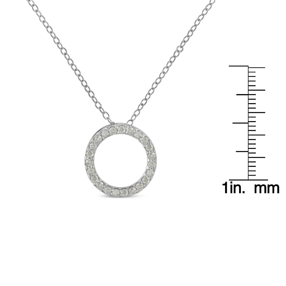.925 Sterling Silver 1/4 Cttw Round-cut Diamond Open Circle Halo 18" Pendant Necklace (I-J Color, I2-I3 Clarity) - JackiEaslick