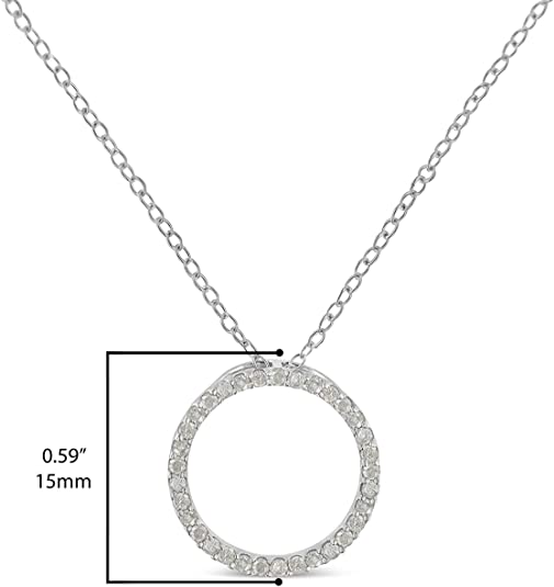 .925 Sterling Silver 3/4 Cttw Round-Cut Diamond Open Circle Halo 18" Pendant Necklace (I-J Color, I3 Clarity) - JackiEaslick