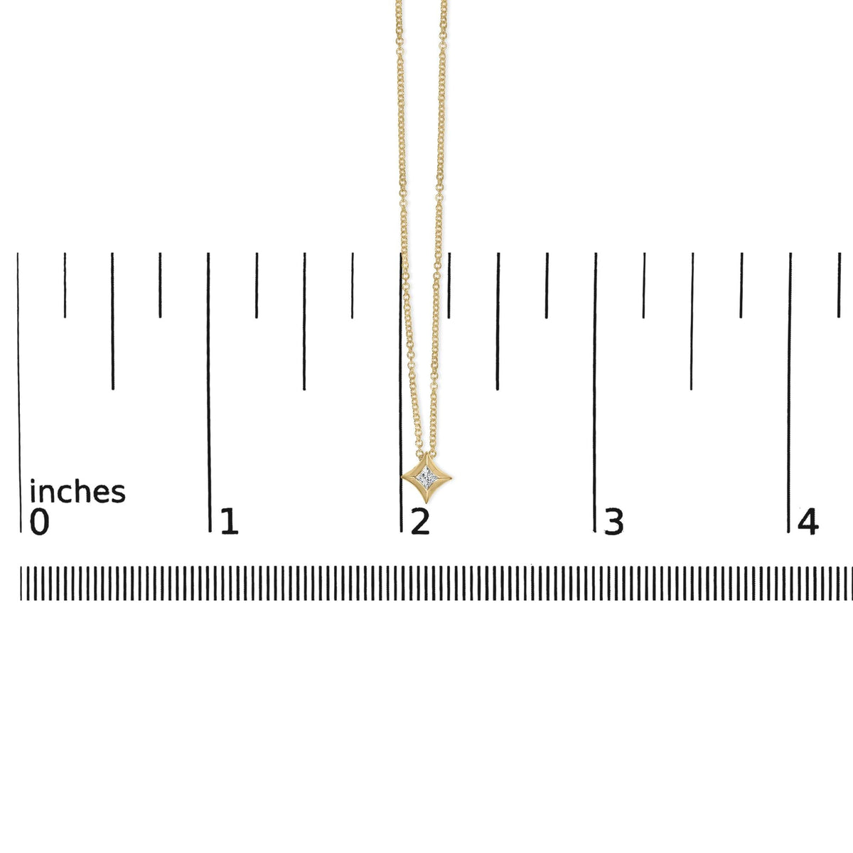 10K Gold 1/10 Cttw Bezel Set Solitaire Princess Cut Diamond Kite Shaped Pendent Necklace - 18" Inches