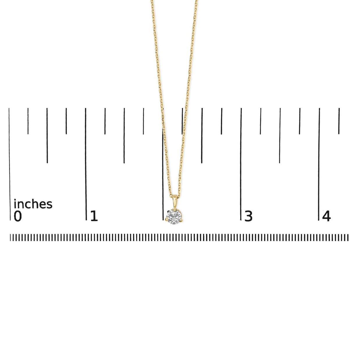14K Yellow Gold 3/8 Cttw 3 Prong Martini Set Round Diamond Solitaire Pendant Necklace (G-H Color, SI2-I1 Clarity) - 18" Inches
