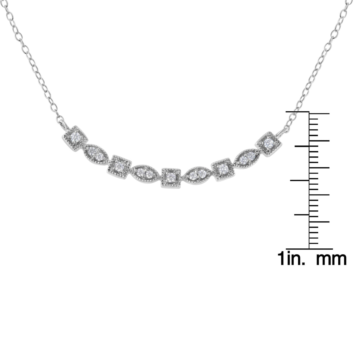 Sterling Silver Diamond Bar Mixed Shape Necklace (1/4 cttw, I-J Color, I2-I3 Clarity) - JackiEaslick
