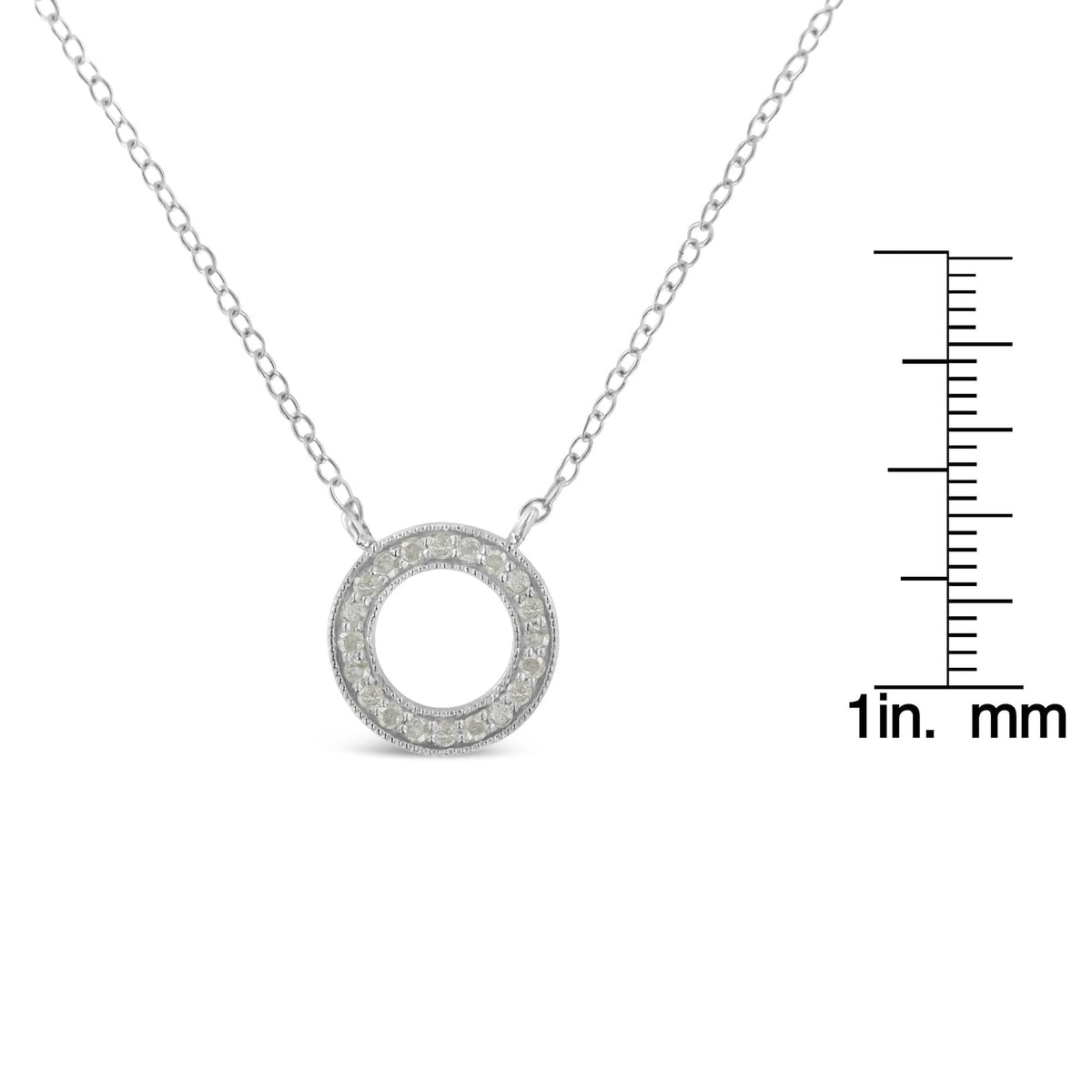 .925 Sterling Silver 1/6 cttw Diamond Hoop Circle Pendant Necklace (I-J, I3-Promo) - JackiEaslick