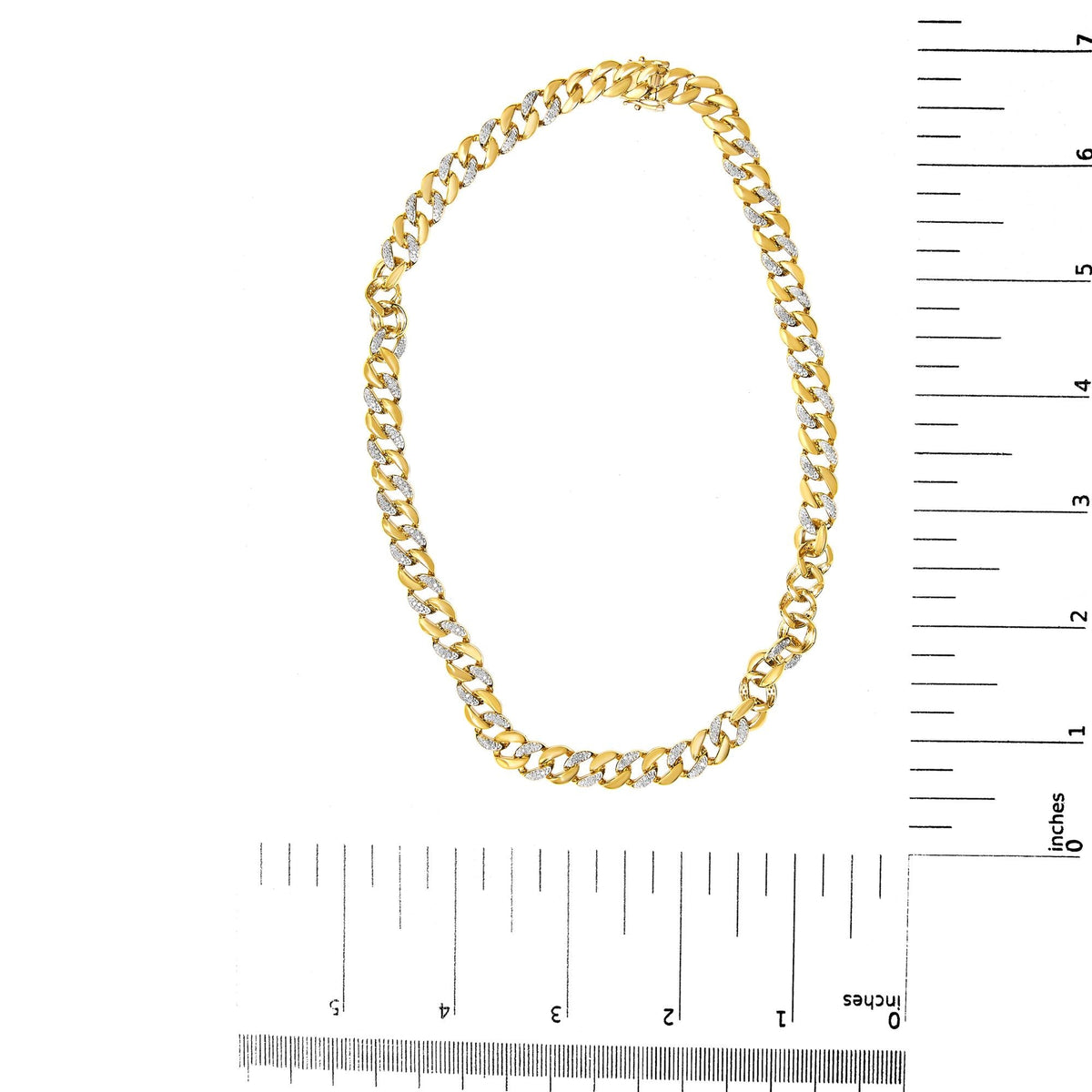 14K Yellow Gold Plated .925 Sterling Silver 1.0 Cttw Diamond Cuban Link Necklace (I-J Color, I3 Clarity) - 18" Inches
