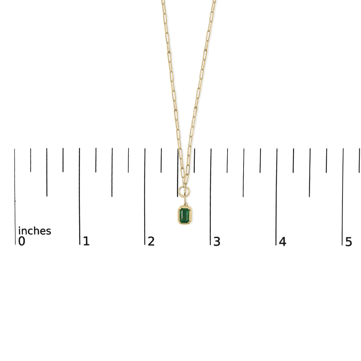 10K Yellow Gold Emerald Cut 6x4 MM Green Emerald Solitaire Pendant Necklace - 18 inch