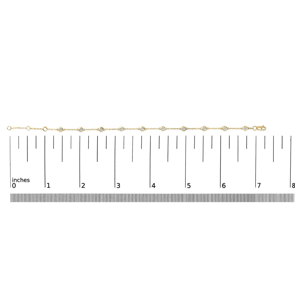 14K Gold 1/2 Cttw Bezel Set Lab Grown Diamond Station Bracelet