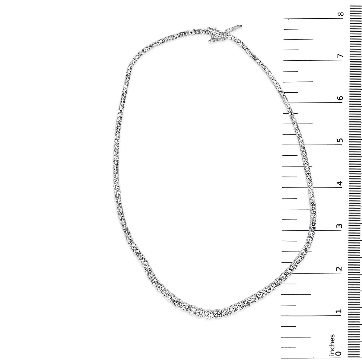 14K White Gold 16.00 Cttw Lab Grown Diamond Graduated Riviera Tennis Necklace  - 17 inch