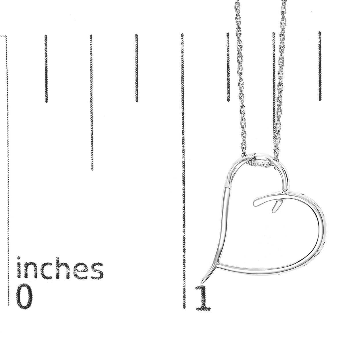 .925 Sterling Silver Diamond Accent Open Heart Slide Pendant Necklace (J-K Color, I2-I3 Clarity) - 18" Inches